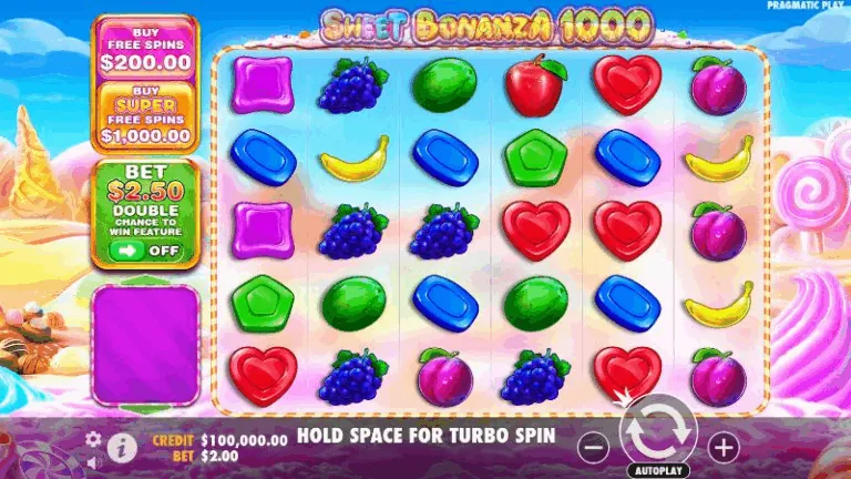 Sweet Bonanza Demo-Modus Interface mit risikofreiem Gameplay mit virtuellen Credits
